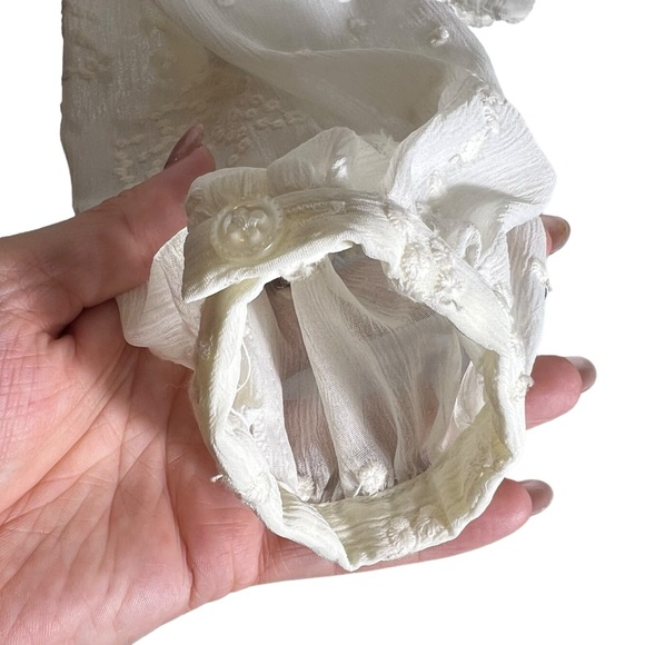 TapeMeasure for Anthropologie Sheer Faux-Wrap Blouse • Embroidered • Size 10 - Picture 8 of 11